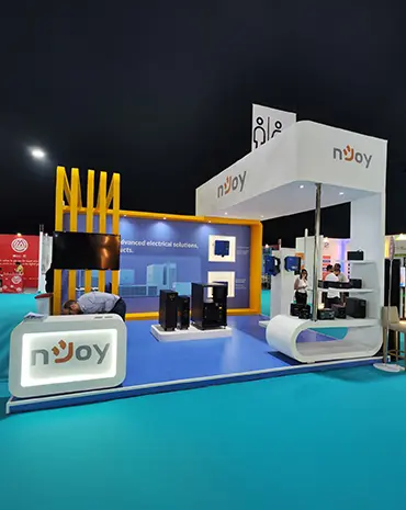fabrication de stand d'exposition au maroc pour "NJOY" à GITEX Marrakech, Stand expo Maroc.