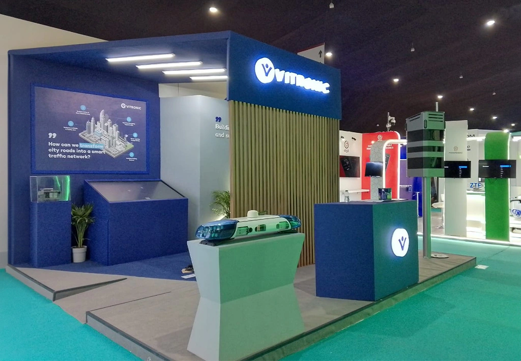 Construction de stand au maroc pour VITRONIC à GITEX Africa Marrakech, Stand d'expoition Maroc.